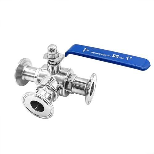 HOHOVYVY 3 Wege Kugelhahn, 1 Zoll Tri-Clamp Kugelhahn 3-Wege Kugelhahn L-Port Für Edelstahl