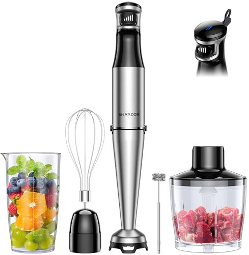 Hand Blender,5 In 1 Hand Blenders For Kitchen,power 1100w,20-Speed & Turbo Stick Blender,Scratch Resistant Hand Whisk Electric With Dough Hooks,Egg