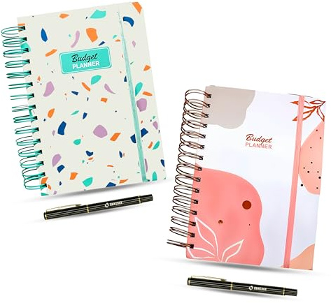 Budget Planner für 2026 mit Ringen & Stickern – Sparbuch für Geld | Finanzplaner & Budgetplaner zur Monatsabrechnung | Sparbuch Organizer für Jugendliche & Erwachsene – Ownibox Design (Rosa/Weiß)