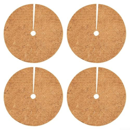 4PCS Coconut Mulch Mats, Coconut Fiber Tree Mulch Ring Protector Mat, Coconut Mulching Disc Plant Cover Mat For Potted Plant(23cm)