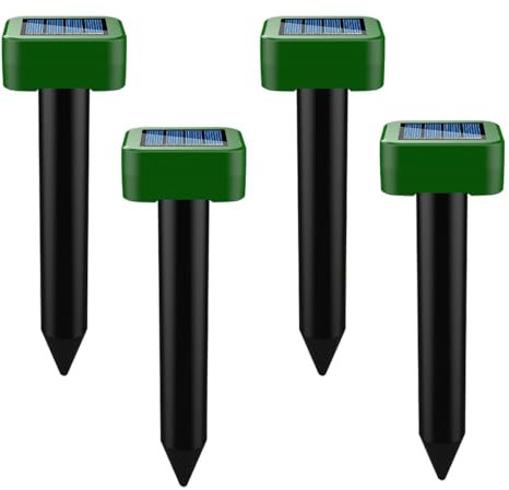 4X Repellente Solare per Talpe, Solare Repellente Zanzare, Repellente Ultrasuoni per topi, Impermeabile Scaccia Talpe Solare, Repellente ad energia Solare per Anti-Arvicola,Gopher,Serpent -Square