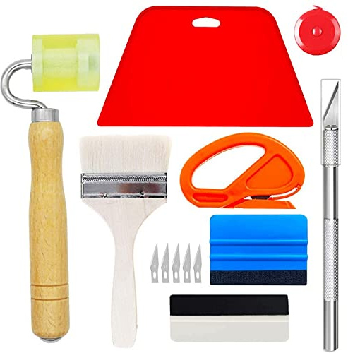 Asyduey 13 Piezas Kit Completo de Herramientas de Papel Tapiz Herramientas MáS Suaves para Papel Tapiz Envoltura de Vinilo para Coche InstalacióN de PelíCula de Ventana