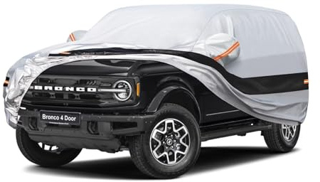 Holthly Funda de automóvil SUV de 10 capas a medida para Ford Bronco de 4 puertas (2021-2025), impermeable, para todo tipo de clima, para exteriores, protección contra el sol, el polvo y la lluvia con