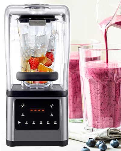 pealiritansemen Commercial Smoothie Blender 2200 W - Portable Ice Crusher For Kitchen, With 1.6 L Thickened Mixing Cup, Pulse Function + Digital Timer, For Restaurant/Café/Home, With Push Bar