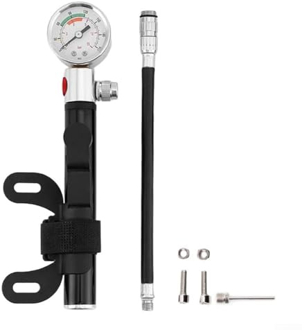 Pompe à pneu portable pour vélo - Gonfleur de cadre de vélo - Mini pompe à vélo avec jauge - Pompe à pied pour pneus de voiture, vélos de route, VTT (modèle de vélo)