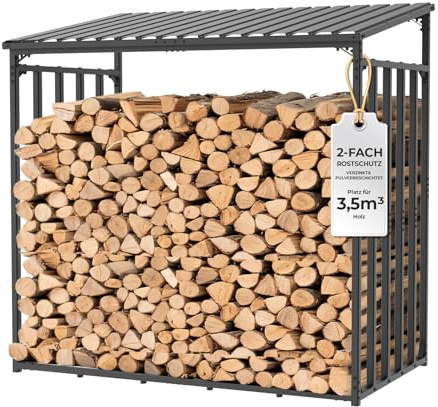 CHOSHOME Kaminholzregal Außen 185x105x185cm, Metall Garten Kaminholzunterstand Anthrazit 5,25 SRM / 3,45m³, Metalldach, Feuerverzinkt, Brennholzregal Holzstapelhilfe Holzlager (Ohne Wetterschutz)