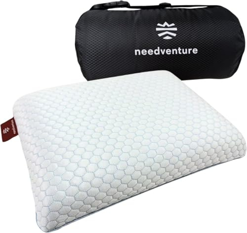 needventure® Reisekissen Cool & Comfort - Faltbares Nackenkissen - Memory Foam Kissen - Mini Kopfkissen - Memory Foam - Geeignet für Auto und Flugzeug - Für Kinder und Erwachsene - Verhindern Sie