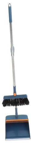 SWOOMEY 1 Set Cleaning Broom and Dustpan Ergonomic Handle for Efficient Indoor and Outdoor Use for Home Office Kitchen and Garage Sturdy Stainless Steel Design