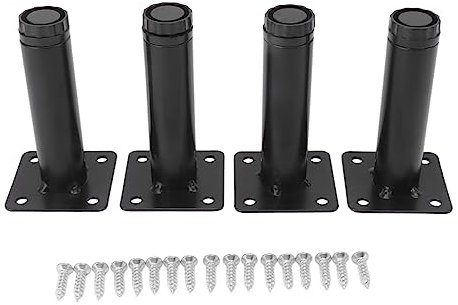 KIMISS Adjustable Iron Furniture Legs - Metal Round Sofa Support Feet for Cabinets and Tables, Height Adjustable, Sturdy Iron, Black Lacquer Finish