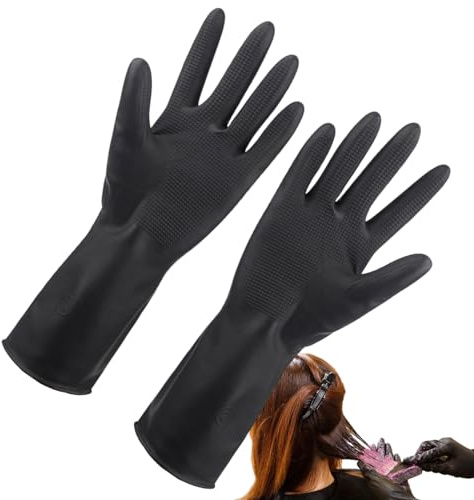 Krmoau Gants Pour Teinture Capillaire, Gants de Coloration Capillaire, Mitaines Imperméables En Latex Antidérapantes Pour Travail Automobile Cuisine Préparation Alimentaire Peinture Lavage Vaisselle