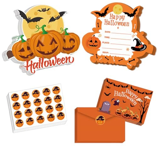 20x Halloween Einladungskarten, Mit Umschlägen Und Aufklebern Für Kinder Erwachsene, Gruselige Einladung Für Halloween Party, Kindergeburtstag
