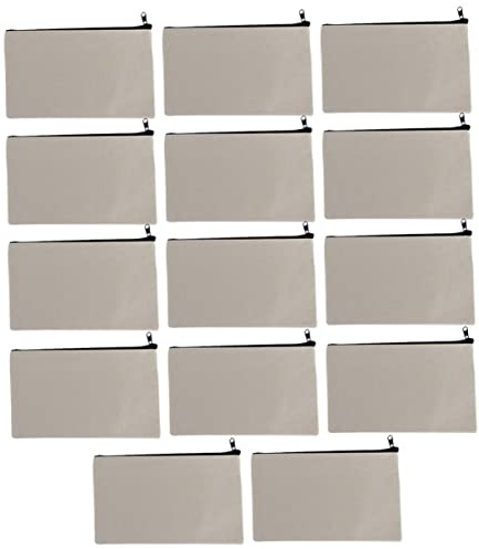LIFKOME 14 Stück DIY Blanko Stoffbeutel Reißverschluss Federmäppchen für Kreative Kosmetiktaschen zum Bemalen Langlebige Baumwolltaschen für Schreibwaren und Mehr