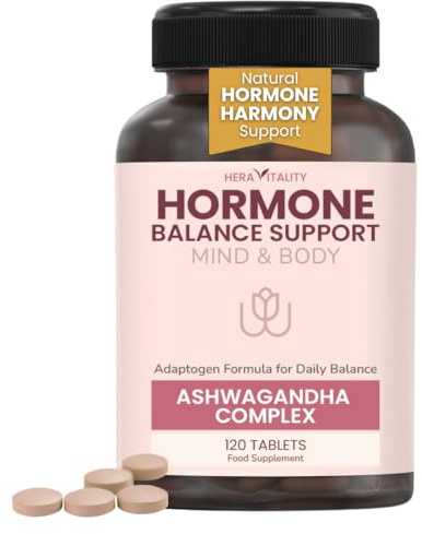Hormone Balance Ashwagandha Mind & Body 1000mg – Adaptogen Support for Stress, Calm Energy, Sleep & Mood – Hormone Balance & Focus – 120 Vegan Tablets