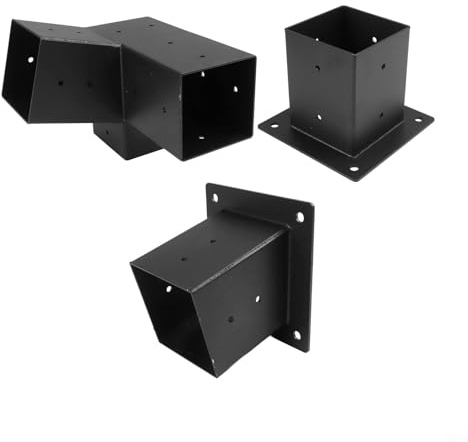 Gdfnmogo Kit de montage mural pour pergola de toit incliné avec matériel pour poteaux en bois de 10,2 x 10,2 cm, raccords de support en acier résistant aux intempéries pour porche, tonnelle ou