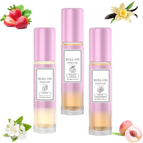 Profumo da donna, profumo roll-on, profumo fresco floreale e fruttato, fragranza a lunga durata, leggero e affascinante, comodo da trasportare,alla moda, per tutti i tipi di pelle (series-3pcs)
