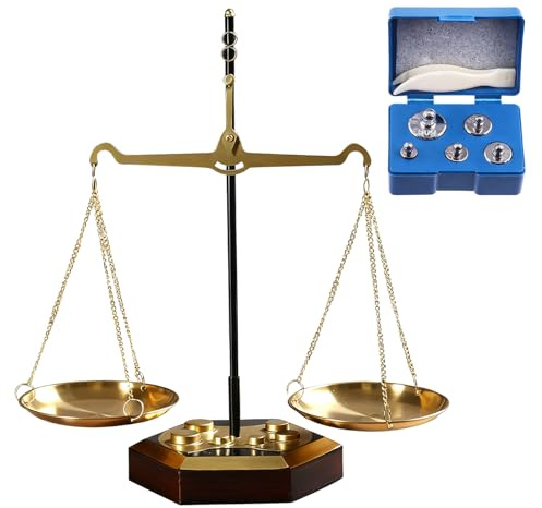 BRGD Bijoux Vintage Balance, Mini Doré Balance de Justice avec 100g Poids pour Chambre, Salle de Bain, Bureau ou Cuisine