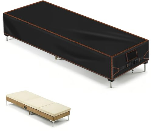 Khongoo Housse pour chaise longue de jardin, 210 x 75 x 40 cm, housse Oxford 420D, imperméable, protection UV contre la décoloration, indéchirable, noire