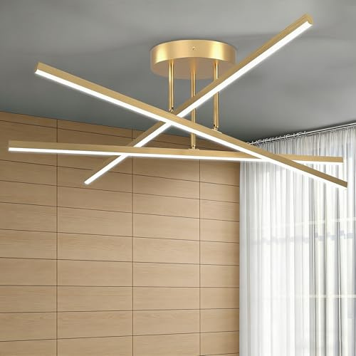 Amansour LED Deckenleuchte Wohnzimmer Deckenlampe Schlafzimmer: 36W Kaltweiß 6000K, 60cm moderne Deckenleuchte aus schwarzem Acryl mit flacher Montage für Büro, Schlafzimmer, Wohnzimmer
