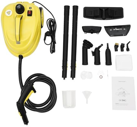 Hemmaångrengörare, 2000W handångrengörare 1,8L ångrengöringsutrustning med 360°-roterande borste, förlängningsstänger och högtrycksmunstycke, för hushåll, rengöringsteam
