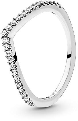 PANDORA Sparkling Wishbone Ring aus Sterling-Silber mit Cubic Zirkonia, Größe 48, 196316CZ-48