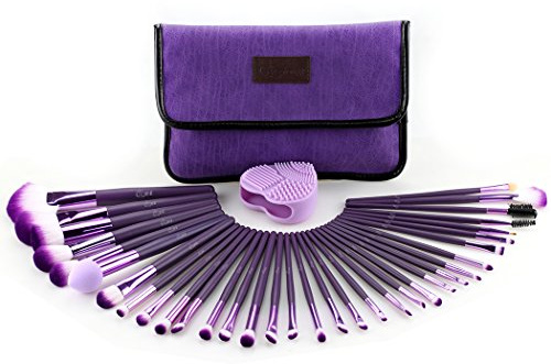 Glow Make up Pinselset enthalten Make-up Pinsel & Zubehör Lidschatten Gesichtspinsel Eyeliner Augenpinsel Lippenpinsel (34 Pinselset, Lila)