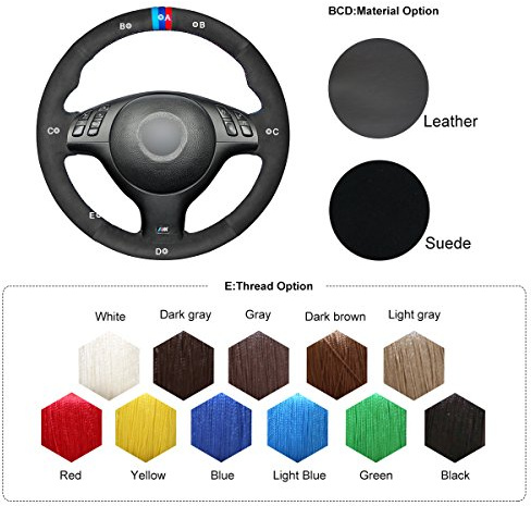 MEWANT Lenkradbezug zum Nähen für für M Sport E46 330i 330Ci E39 540i 525i | Passgenau für für M Sport E46 330i 330Ci E39 540i 525i 530i M3 E46 M5 E39 / handgenäht / Schwarz Atmungsaktiv Langlebig