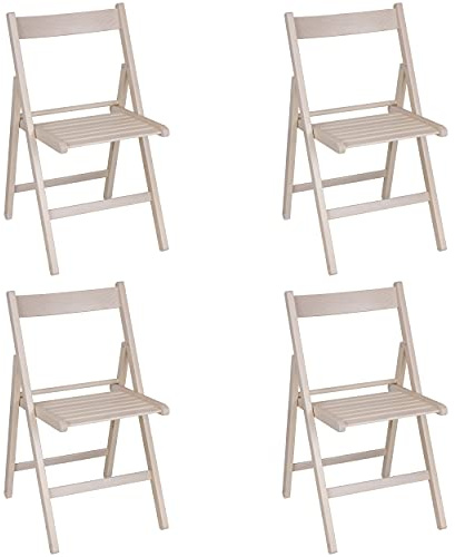 Totò Piccinni Set 4 SEDIE Pieghevoli Legno di Alta qualità, Comode, Resistenti, Salvaspazio (Bianco)
