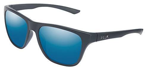 HUK Sunglasses, Polarized Lens Eyewear with Performance Frames, Fishing, Sports & Outdoors Sunglasses, (Swivel) Blue Mirror / Matte Black, Medium