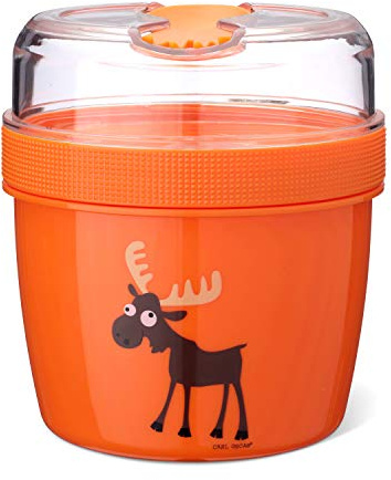 Carl Oscar Nice Cup Kleine zweiteilige Snackdose Bento Box Brotzeitdose mit Kühlakku hält mehrere Stunden kühl in ORANGE, inkl. Besteck, Ø 11.7 x 12.9 cm, 0.6 L + 0.3 L