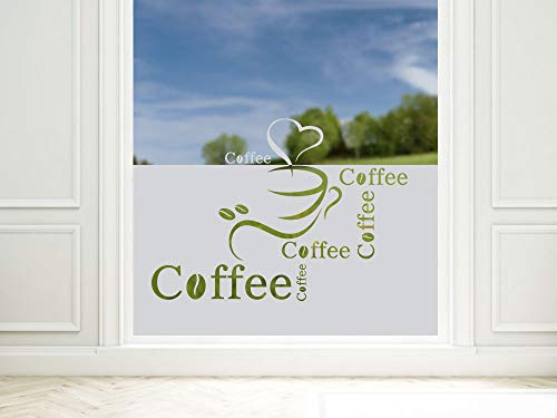 GRAZDesign Fensterfolie Küche Blickdicht Kaffee Motiv Sichtschutzfolie selbstklebend - 90x57cm / Silbergrau
