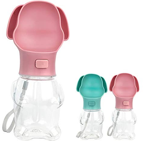 Bouteille D'eau Pour Chien Portable, Distributeur D'eau Pour Animaux De Compagnie, Bouteille D'eau De Voyage En Plein Air Pour Animaux De Compagnie,Nourriture De Qualité Antibactériennes 500Ml,Rose