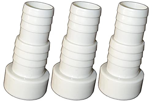 TS-TRADES 3 Stück: Schlauchtülle Abgestuft Ø32 / 38 mm x Klebestutzen Ø50 (DN50) / Verbinder Fitting/für Pool Garten Teich etc.