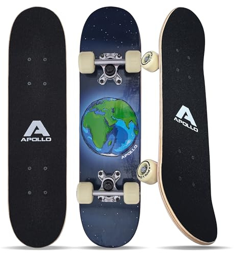 Apollo Skateboard för barn, Skate Cruiser med kullager ABEC 3, original design för barn och flickor, åldrar 3+