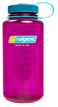 Nalgene Sustain Tritan Botella de Agua sin BPA Hecha con Material derivado del 50% de residuos plásticos, 32 onzas, Boca Ancha, Berenjena