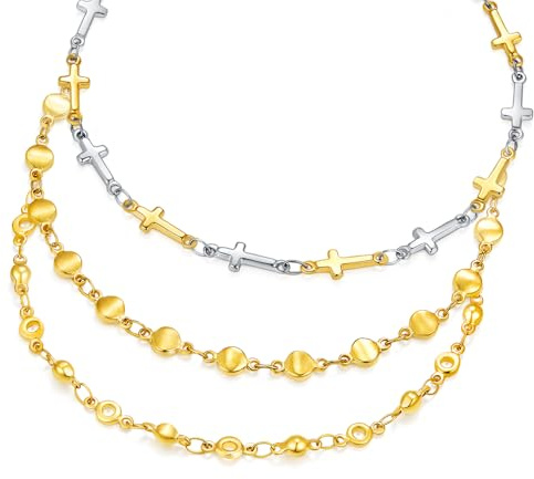 hoduar Gold/Silver Ankle Bracelets for Women,14K Gold Anklets for Women Waterproof Heart Beads Anklets Set Cross Anklet Bracelets for Women Gold Jewelry Gift