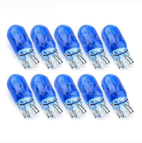 Ruiandsion T10 194 Halogen Glühbirnen Blau 168 2825 12V Innenraum Kuppel Karte Armaturenbrett Lichter, Nicht-Polarität (Packung mit 10)