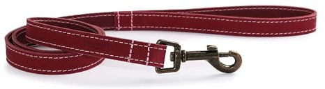 Ancol Timberwolf Leder-Hundeleine in Himbeerfarben, hochwertiges genarbtes Zaumzeug, strapazierfähiges Haustier-Zubehör mit antikem goldfarbenem Haken, 1 m x 19 mm