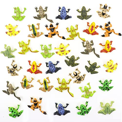 Darovly 60Pcs Realistic Frogs Animal Frog Bullfrog Model Plastic Frogs Toy Figures for Game Party Favor Home Garden Decor or Gifts(12 Different Types