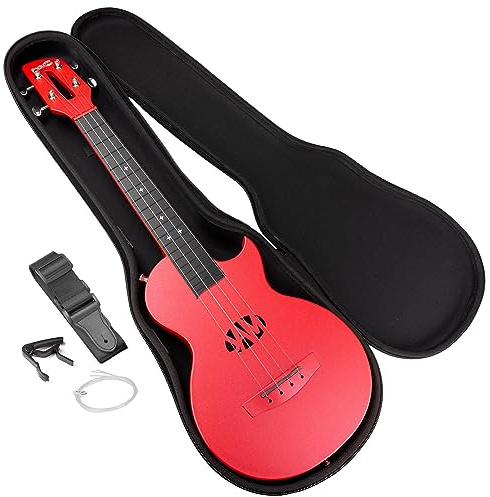 Ukulele RockJam in fibra di carbonio con custodia, capotasto e cinturino