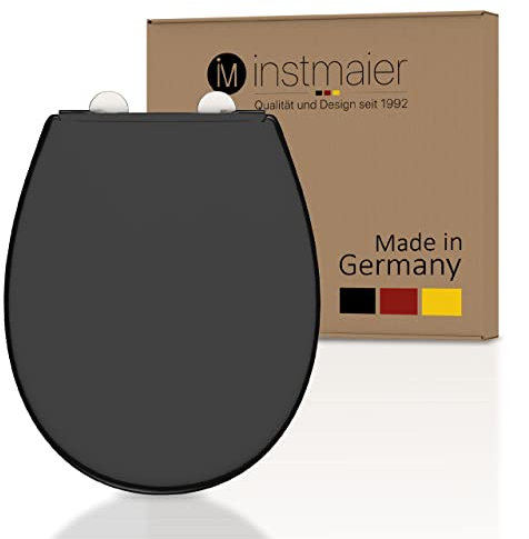 instmaier Alma | Toilettendeckel mit Absenkautomatik | Schwarz | Made in Germany | Ovale Form | Toilettensitz aus Duroplast | Leicht abzunehmende Toilettenbrille | WC-Sitz stabil bis 250kg