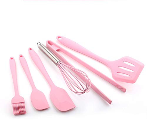 6pcs Utensili da cucina in silicone per uso alimentare Utensili da cucina rosa Utensili da cucina durevoli Utensili da cucina ecologici