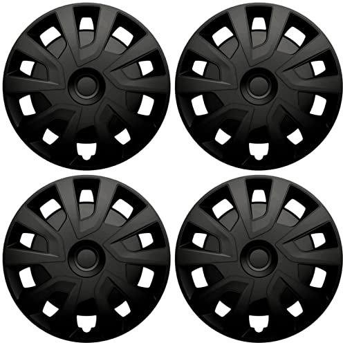Premium Radkappen 16 Zoll gewölbt in Schwarz-Matt kompatibel mit Wohnmobil Transporter Lieferwagen 4er-Satz gewölbte Radzierblenden Radblenden Raddeckel Radabdeckungen Zierblenden Zierkappen 4er-Set