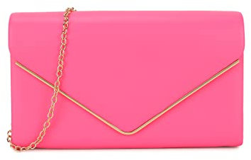 A2ZUKFASHION Bolso de mano de piel sintética para mujer, bolso de mano con solapa, Fucsia neón.