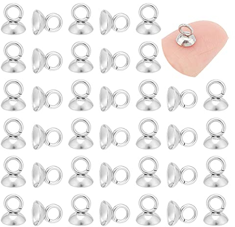 UNICRAFTALE 100 STK 5.5mm Lang 201 Edelstahl Perlenkappen Anhängerschlaufen Runde Metallschlaufe Verschluss Charm Perlen Anhänger Verbindungs Für Kugel Glasblasen Abdeckungs Anhänger Herstellung