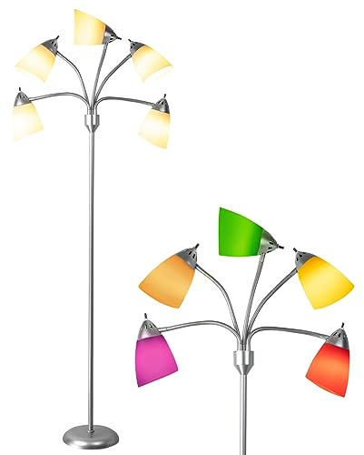 Depuley Golvlampa med fem plastskärmar Enkel strömbrytare 1