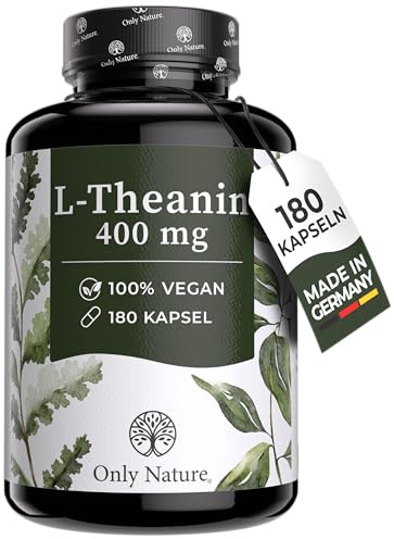 L Theanin 400 mg - 180 Kapseln - Hochdosiert - in Deutschland produziert & Laborgeprüft - Natürlich & Vegan - L-Theanin