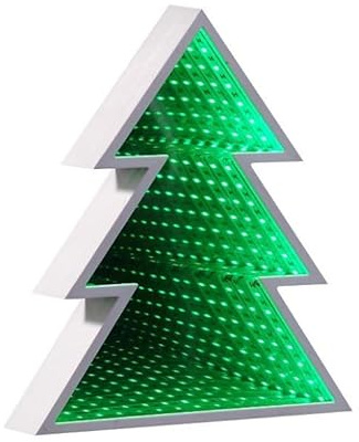 LED Spiegelleuchte Tannenbaum, 3D Tunnel 27x5x30 cm, Batteriebetrieben, Fensterbeleuchtung Weihnachten
