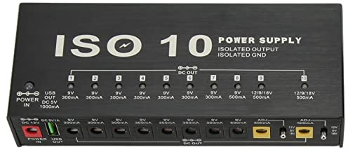 Gitarrenpedal-Netzteil, 10 Ausgänge, Effekt-Netzteil, USB-Ausgang, Isoliertes Pedalboard-Netzteil, Multi-Effekt-Netzteil mit LED-Anzeige, 2 Einstellbare Spannung (EU-Stecker)