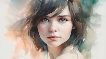 adrium Acryl-Bild 90 x 50 cm: Porträt einer schönen jungen Frau mit langen Haaren. Digitale Zeichnung. (202753472)