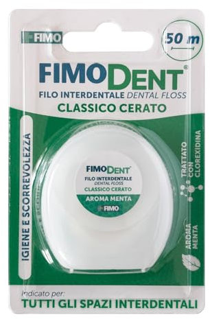 Fimodent Filo Interdentale 50 m - Classico Cerato, Ideale per Tutti gli Spazi fra i Denti